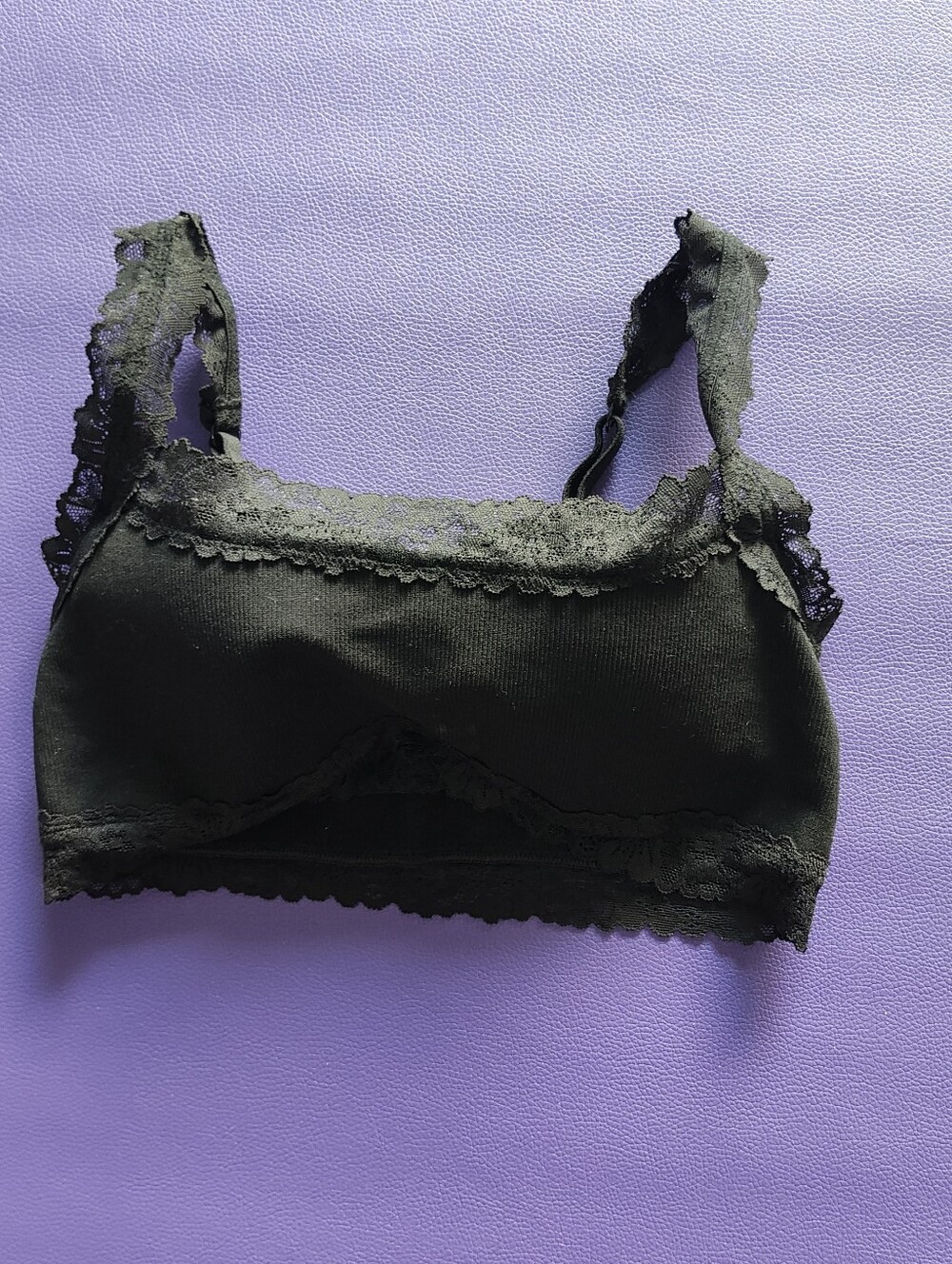 PINK Victoria's Secret Black Lace-Trim Bandeau Bralette
